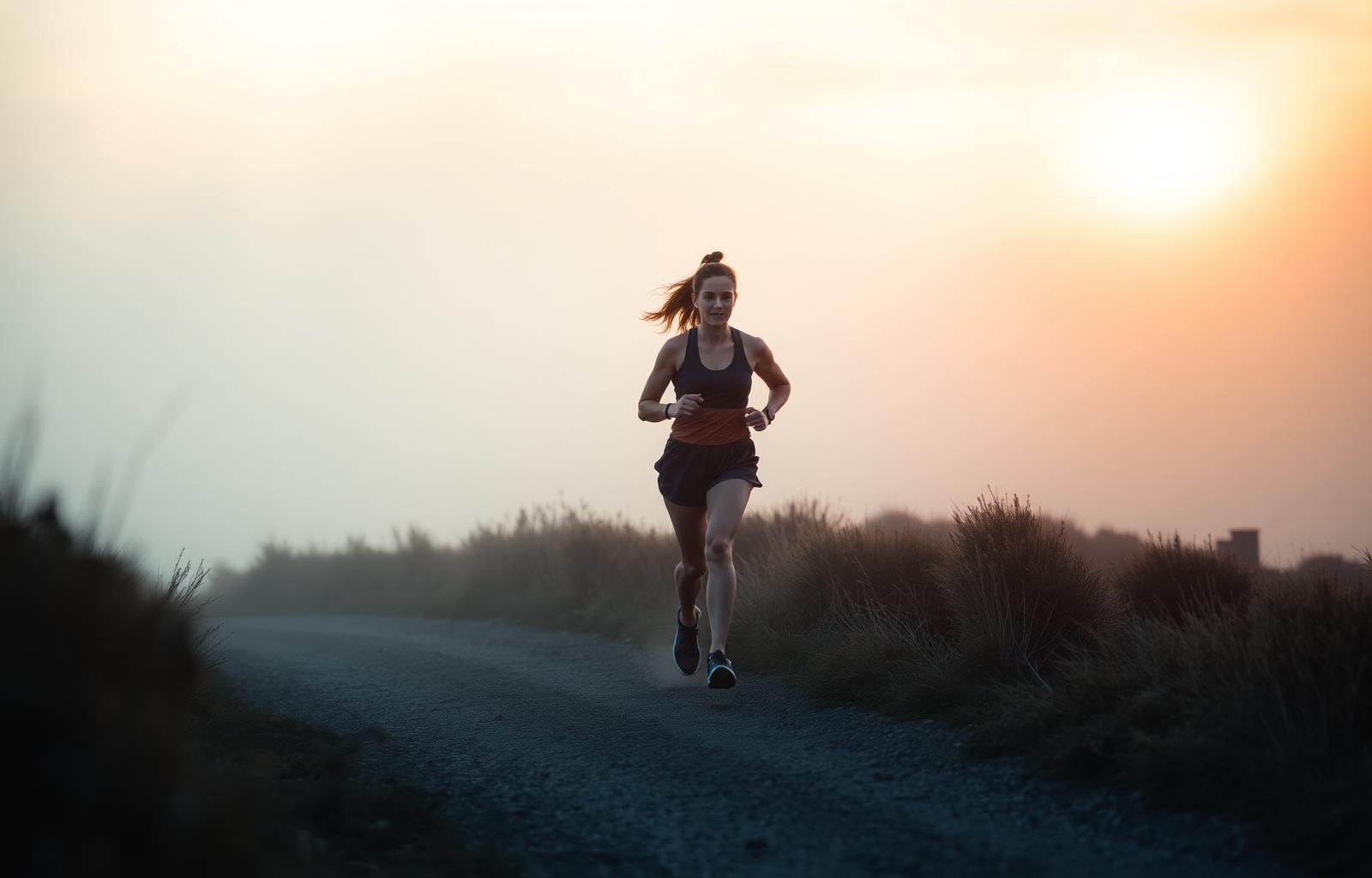 Athlete training at sunrise